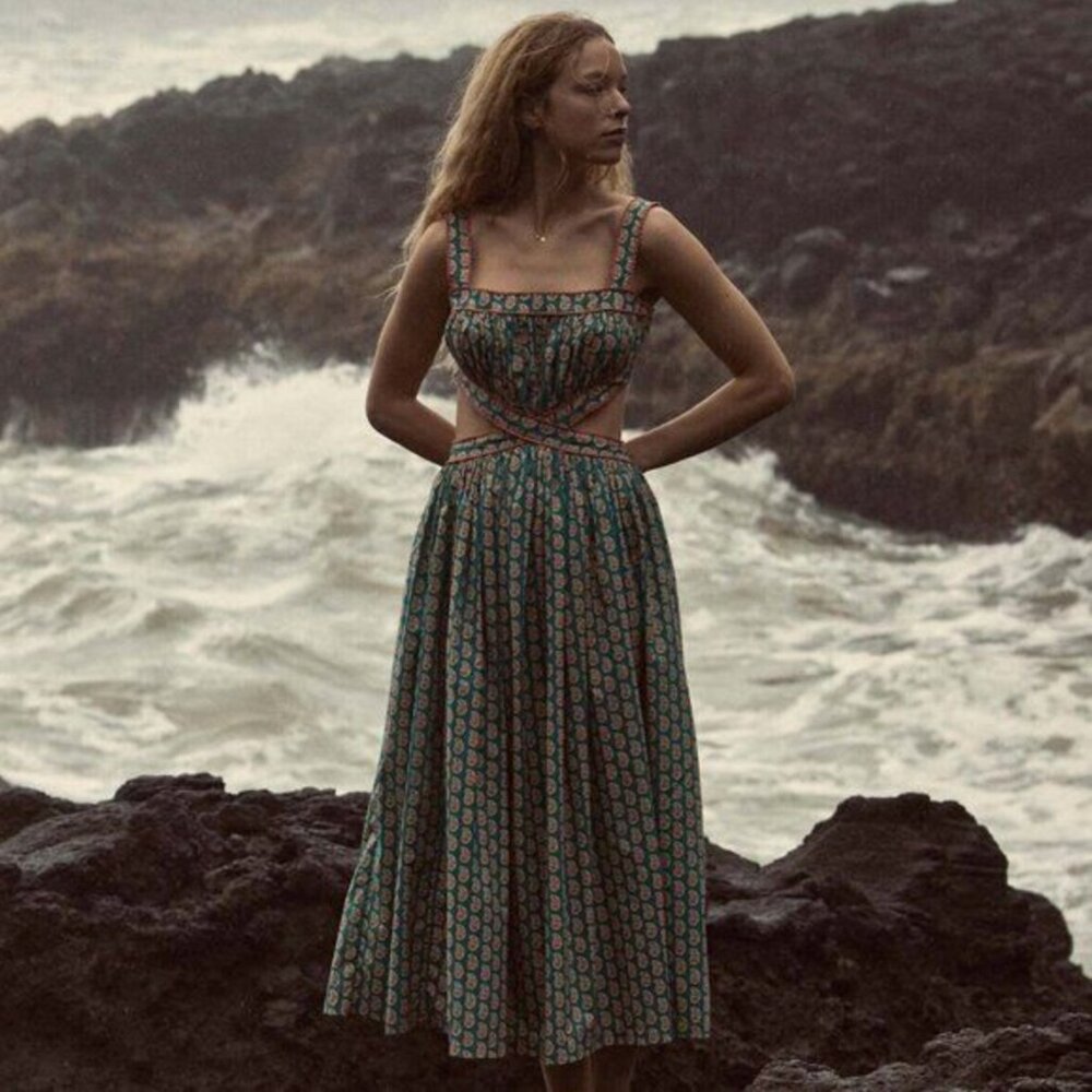 Dôen RARE Tasha Dress in Sunrise Paisley Print Size L - Picture 1 of 3